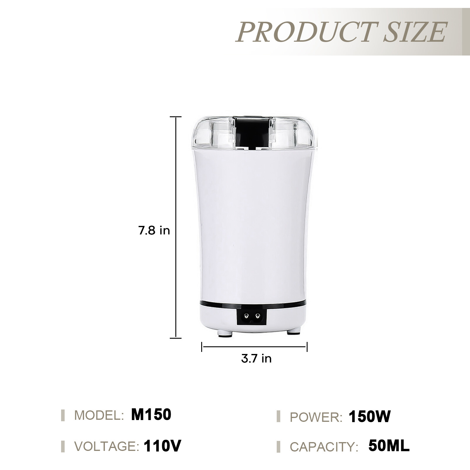 Portable Electric Coffee Grinder Bean Nut Grind Spice Crusher Mill Blender Cafe