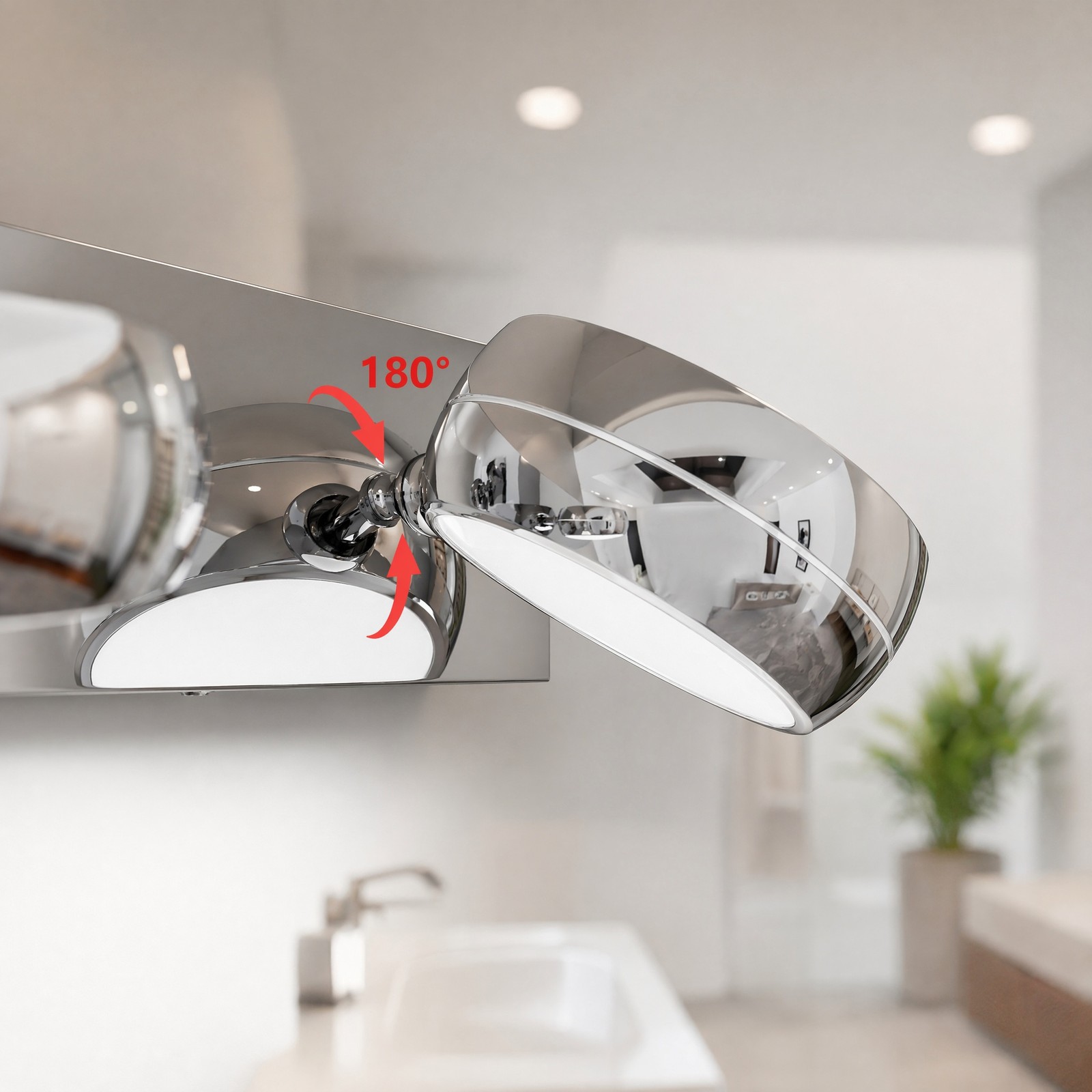 35 in 5 Light Modern Chrome LED Vanity Bathroom Over Mirror Wall Sconce Fixture