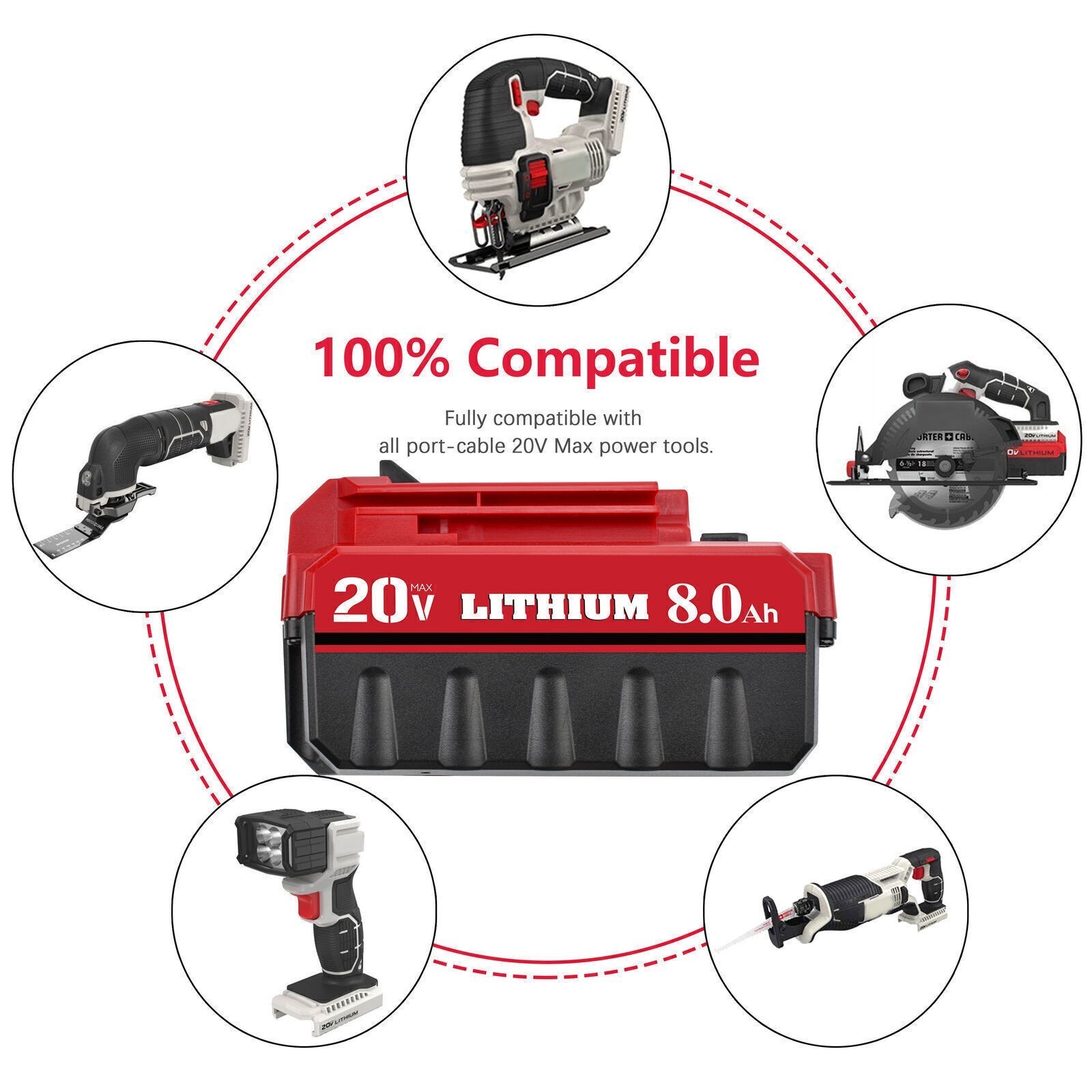 1-4Pack 8.0AH 3.5AH For Porter Cable PCC685L PCC680L 20V MAX Lithium-Ion Battery