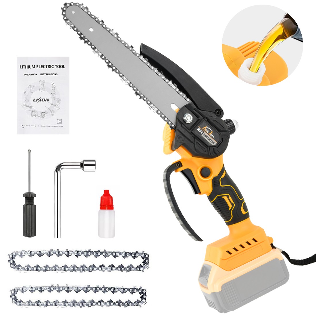 8” Mini Chainsaw for Dewalt 20V Battery,Handheld Portable Electric Chain saw