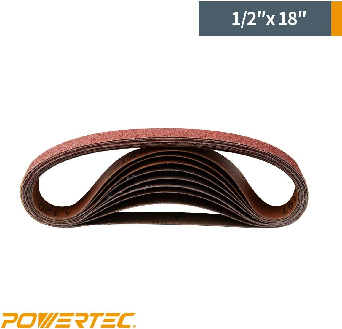 50PK-1/2 x 18″ Abrasive Sanding Belt 10 each of 40/80/120/180/240 Grits 40182-1