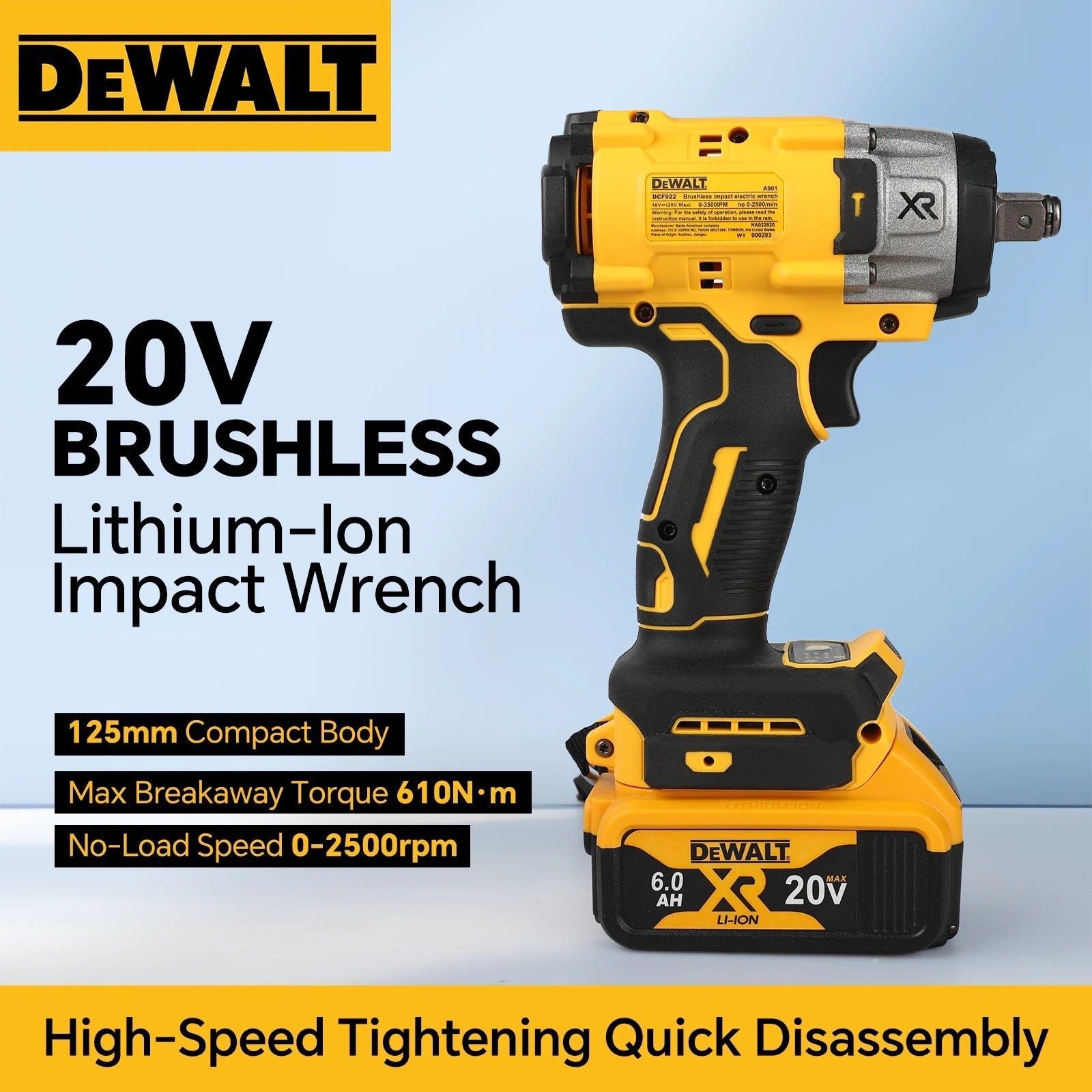 DEWALT DCF922 ATOMIC 20V MAX 1/2 in. Cordless Impact Wrench Variable TOOL ONLY
