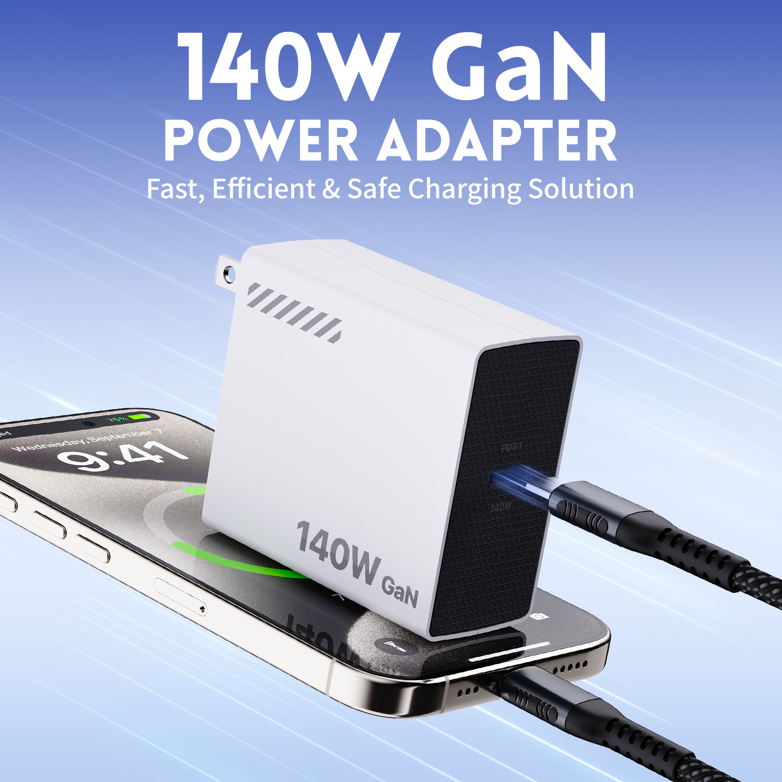 140W PD3.1 Fast Charger + 350W Pure Sine Wave Inverter for Milwaukee 18V Battery