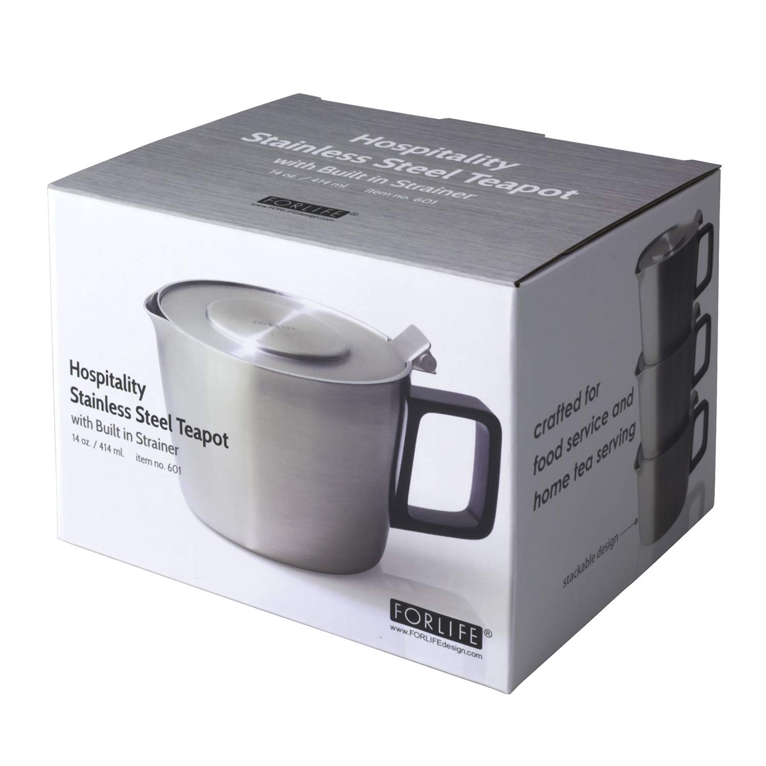 Forlife Hospitality Teapot Built In Strainer 14 Oz Stainless Steel