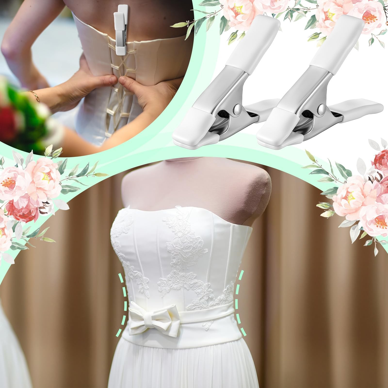 4 Pack 4.17 Inch Dress Clips Clothing Clamps for Fitting Bridal Seamstress Ma…