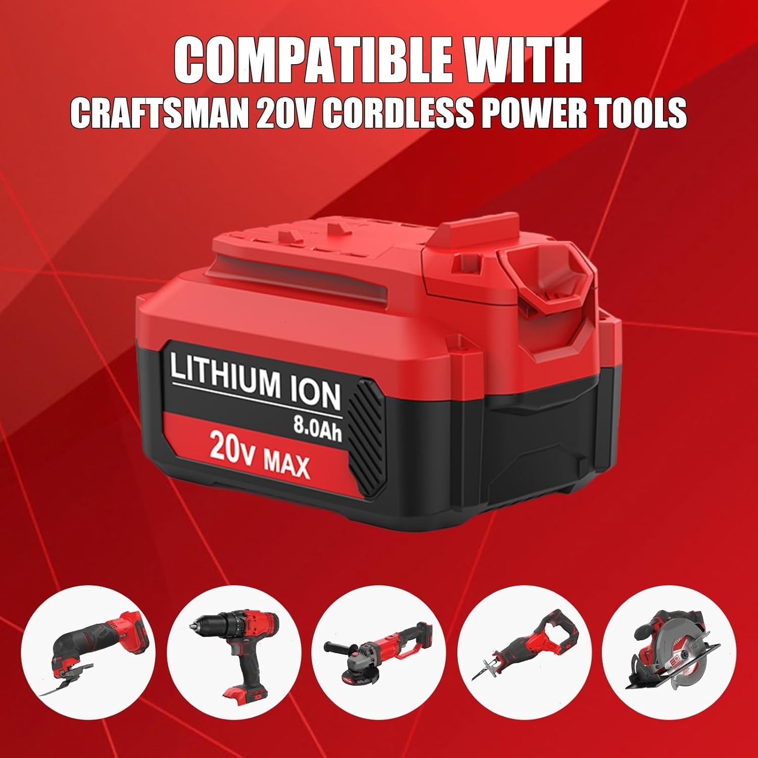 2PACK 20Volt For Craftsman V20 8.0Ah Li-ion Battery CMCB204 CMCB202 /Charger