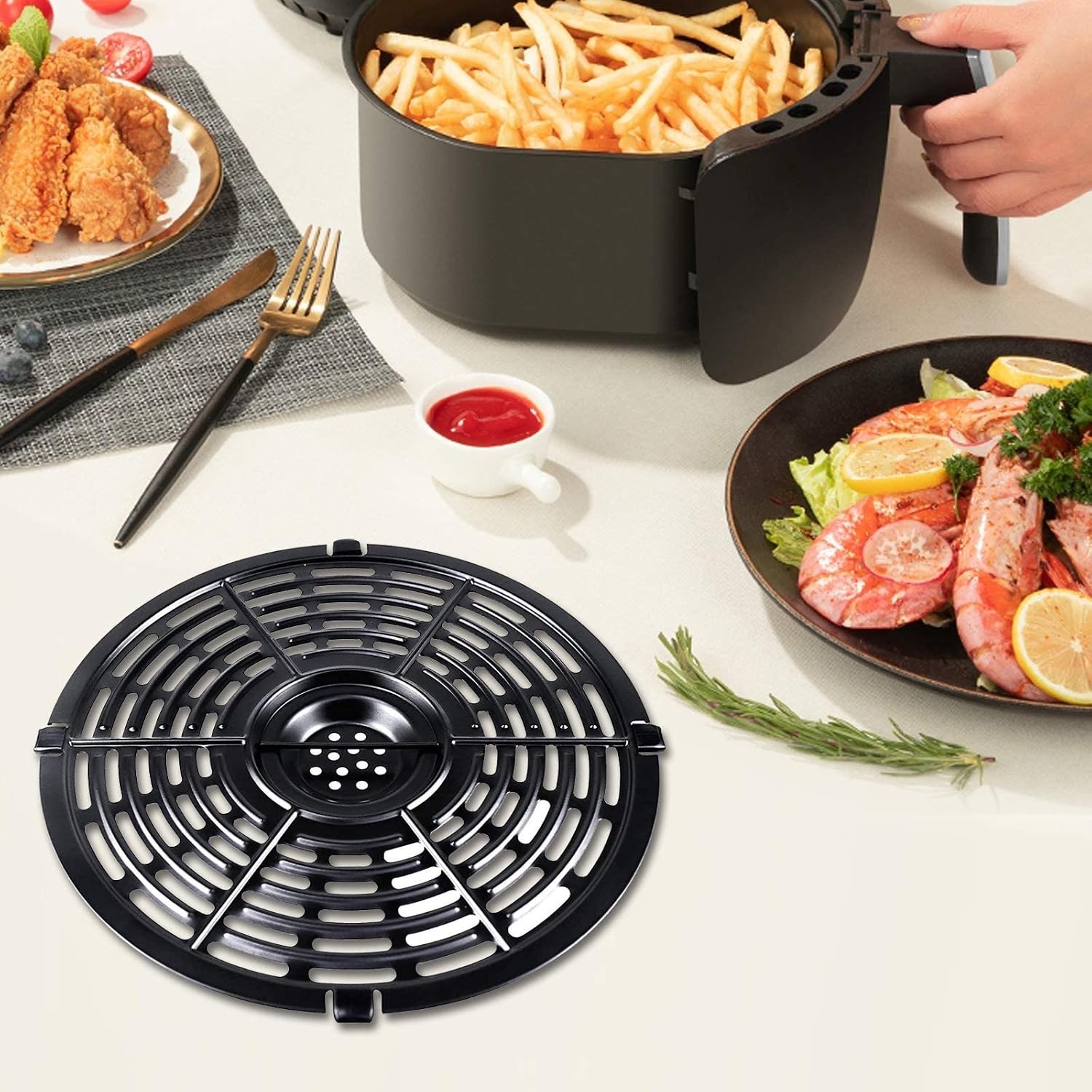 3.7QT Air Fryer Round Replacement Parts – Non-Stick & Dishwasher Safe