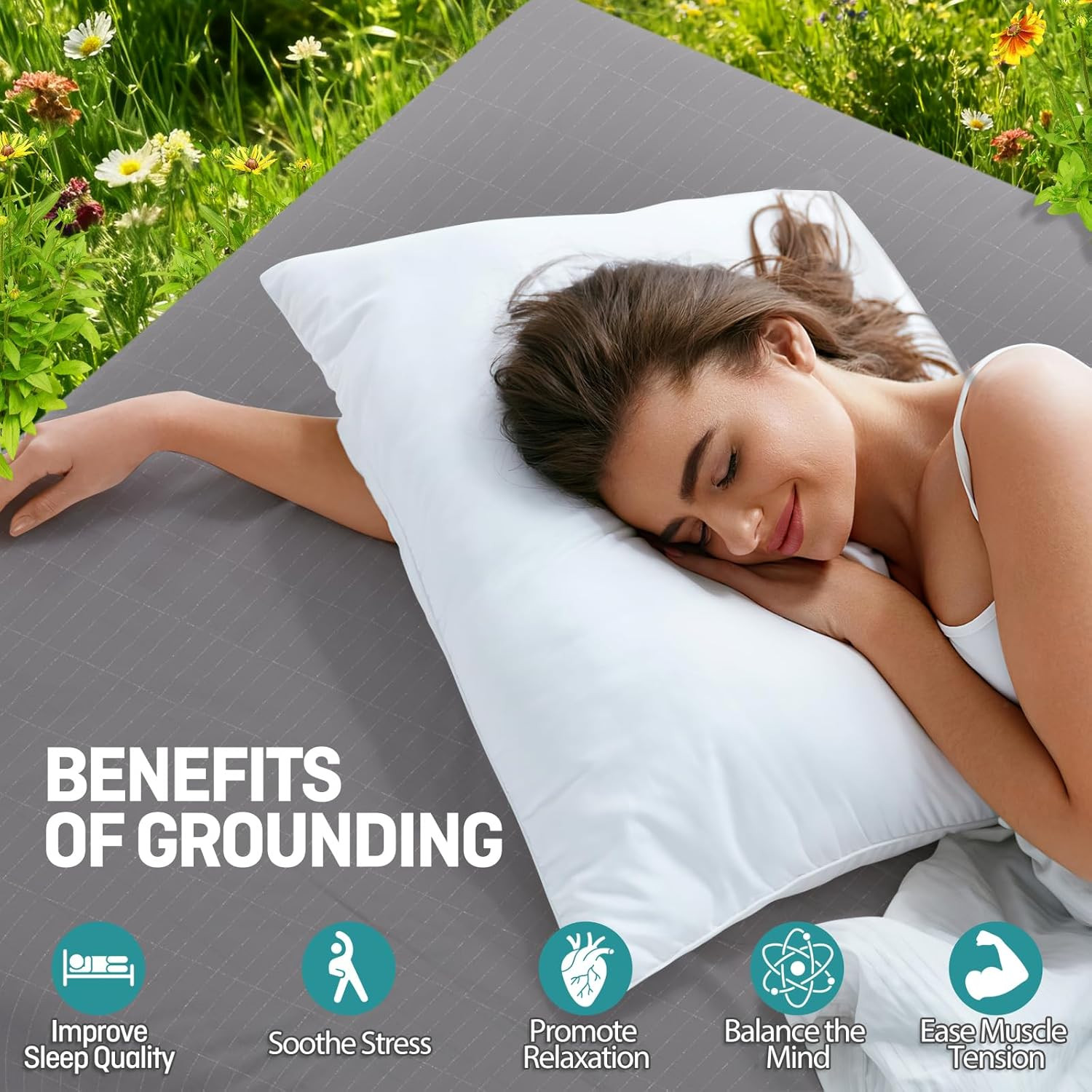 Grounding Fitted Sheets Full Size with Silver Fiber for Better Sleep – Gray