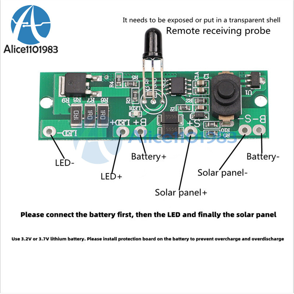 3.2V 3.7V Solar Street Light Circuit Board Controller Driver w/ Remote Control