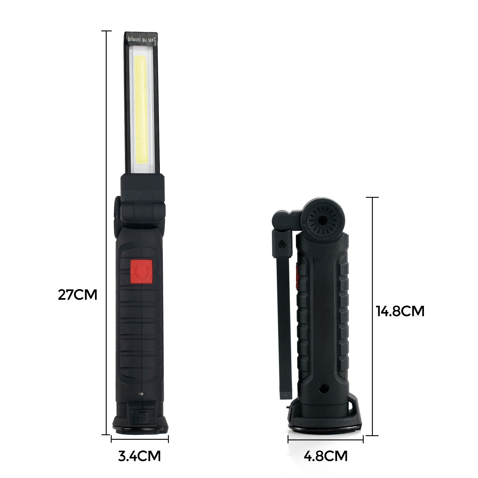 2 Pack Magnetic Base LED COB Work Light Rechargeable Mechanic Torch Flashlight