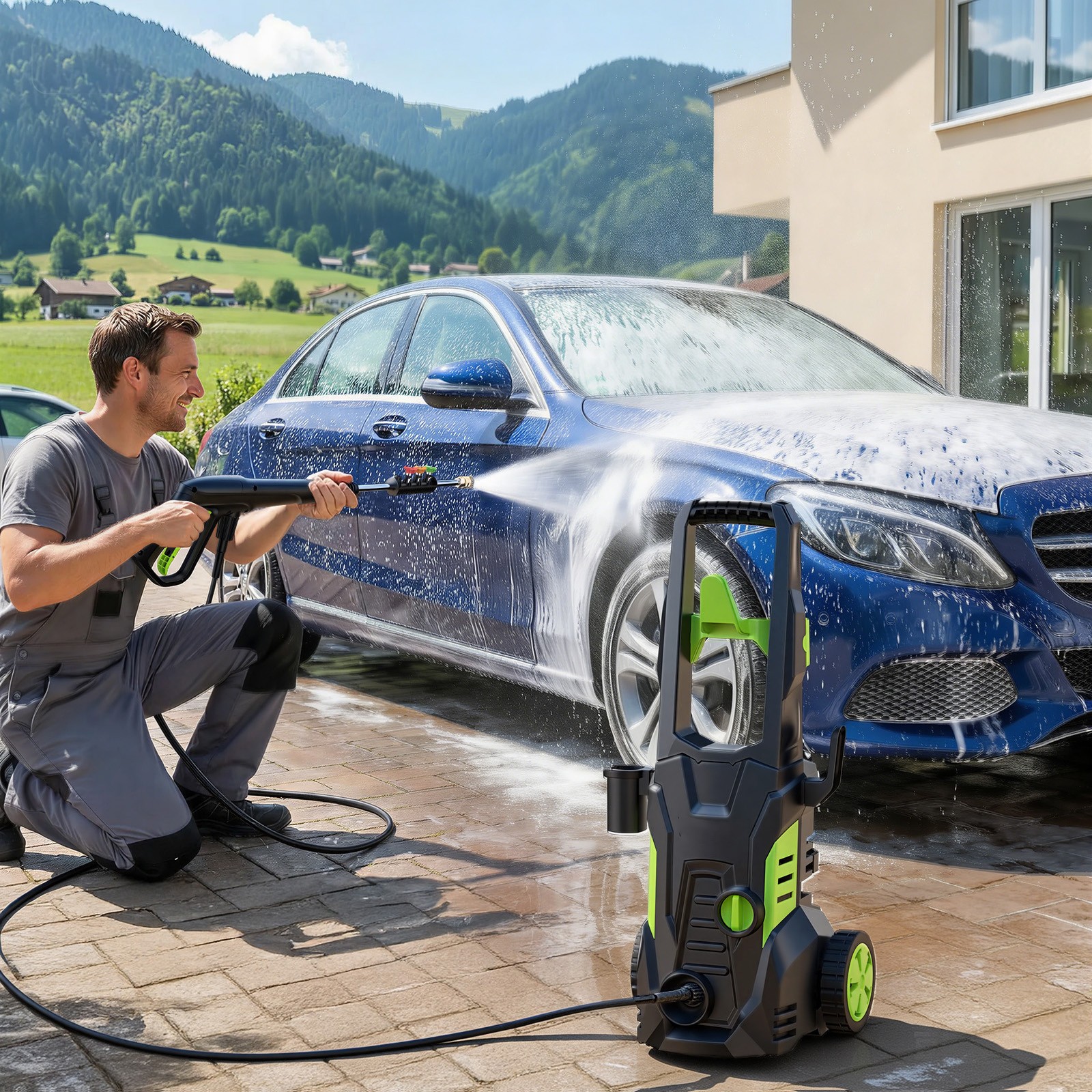 5000PSI Electric Pressure Washer Max 3.0GPM Portable Power Washer 4 Quick Nozzle
