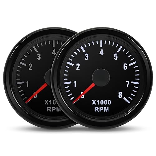 RPM Tachometer 2-1/16″ 52mm Automotive Tachometer for Car 8000 RPM Tach Gauge