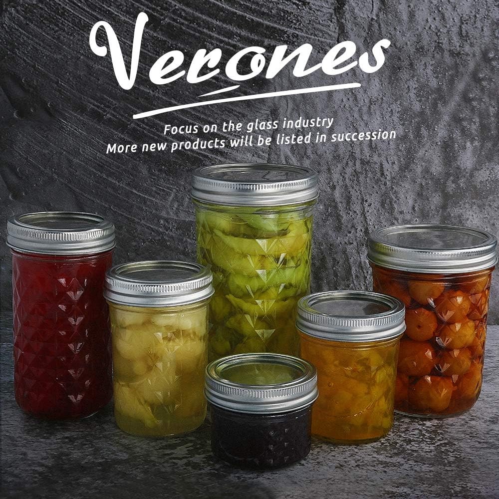 Mason Jars 12 OZ, Canning Jars Jelly Jars With Regular Lids Ideal for Jam15 PACK