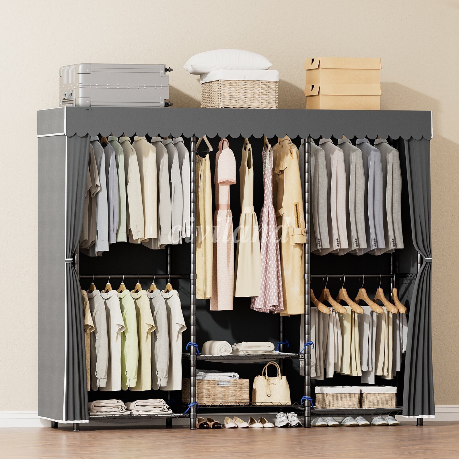 Heavy Duty Garment Rack Large Clothes Rack Freestanding Closet Clothing Shelves