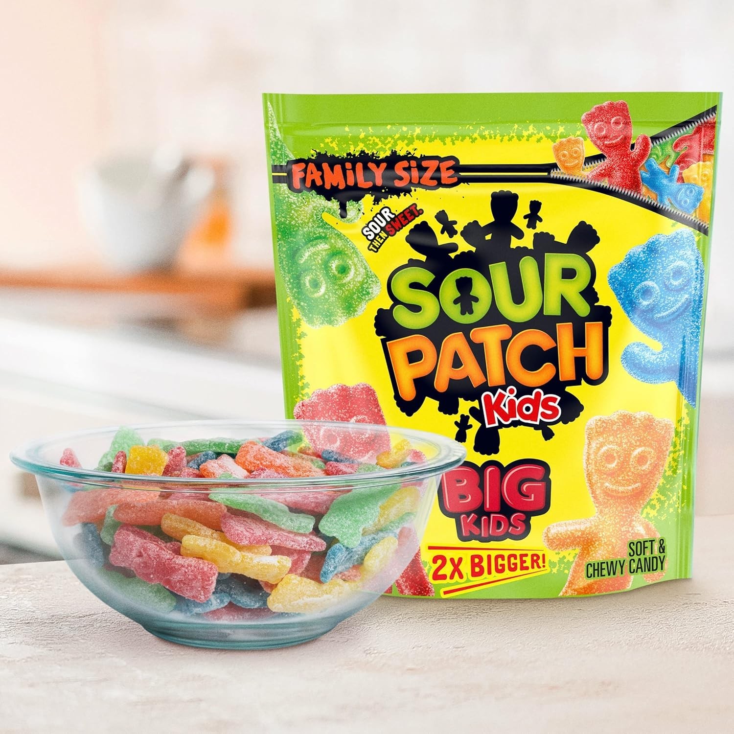 SOUR PATCH KIDS Big Kids Soft & Chewy Candy, Family Size, 1.7 lb – Sour Then Swe
