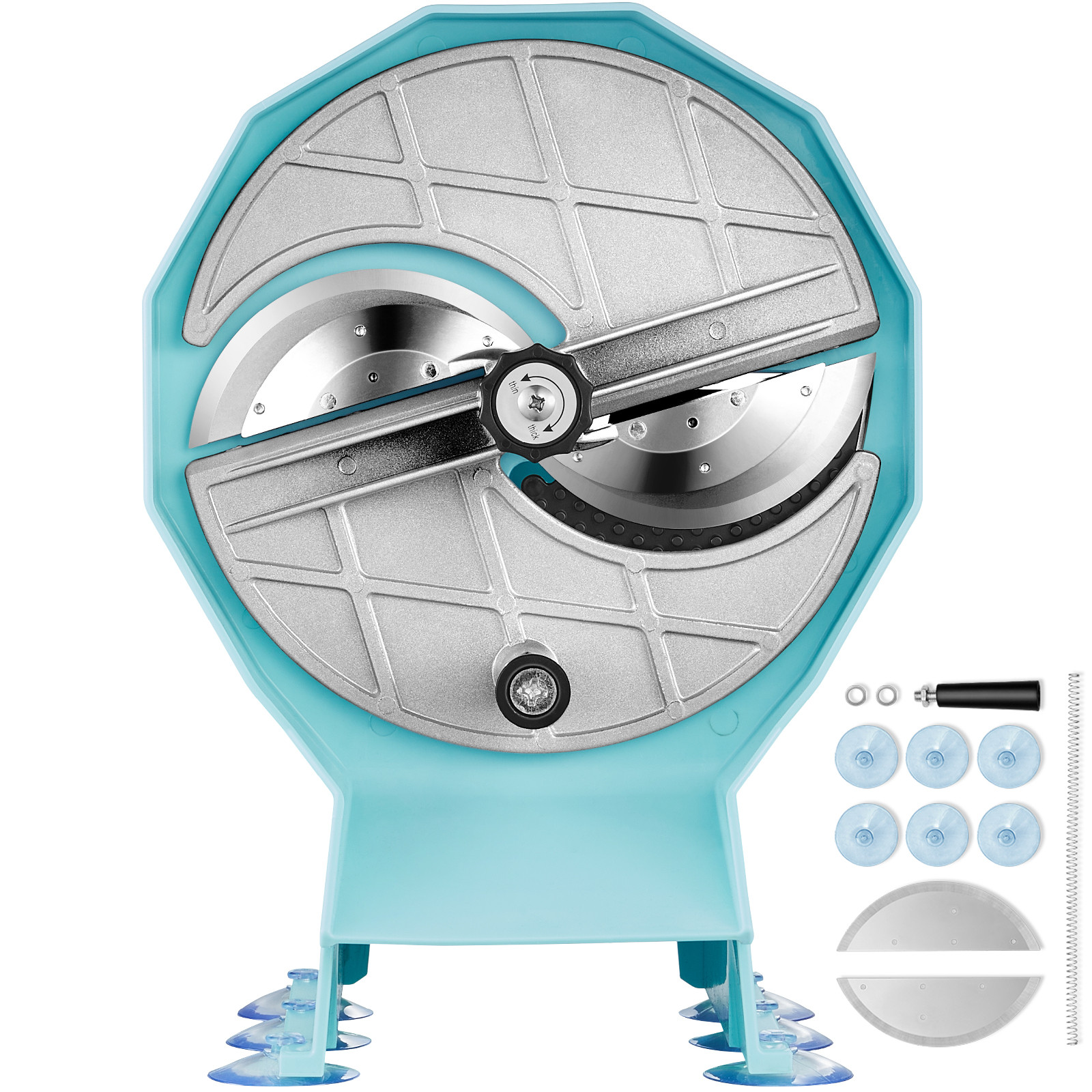 VEVOR Manual Vegetable Fruit Slicer 0-0.5in Thickness Adjustable Dual Feed Ports