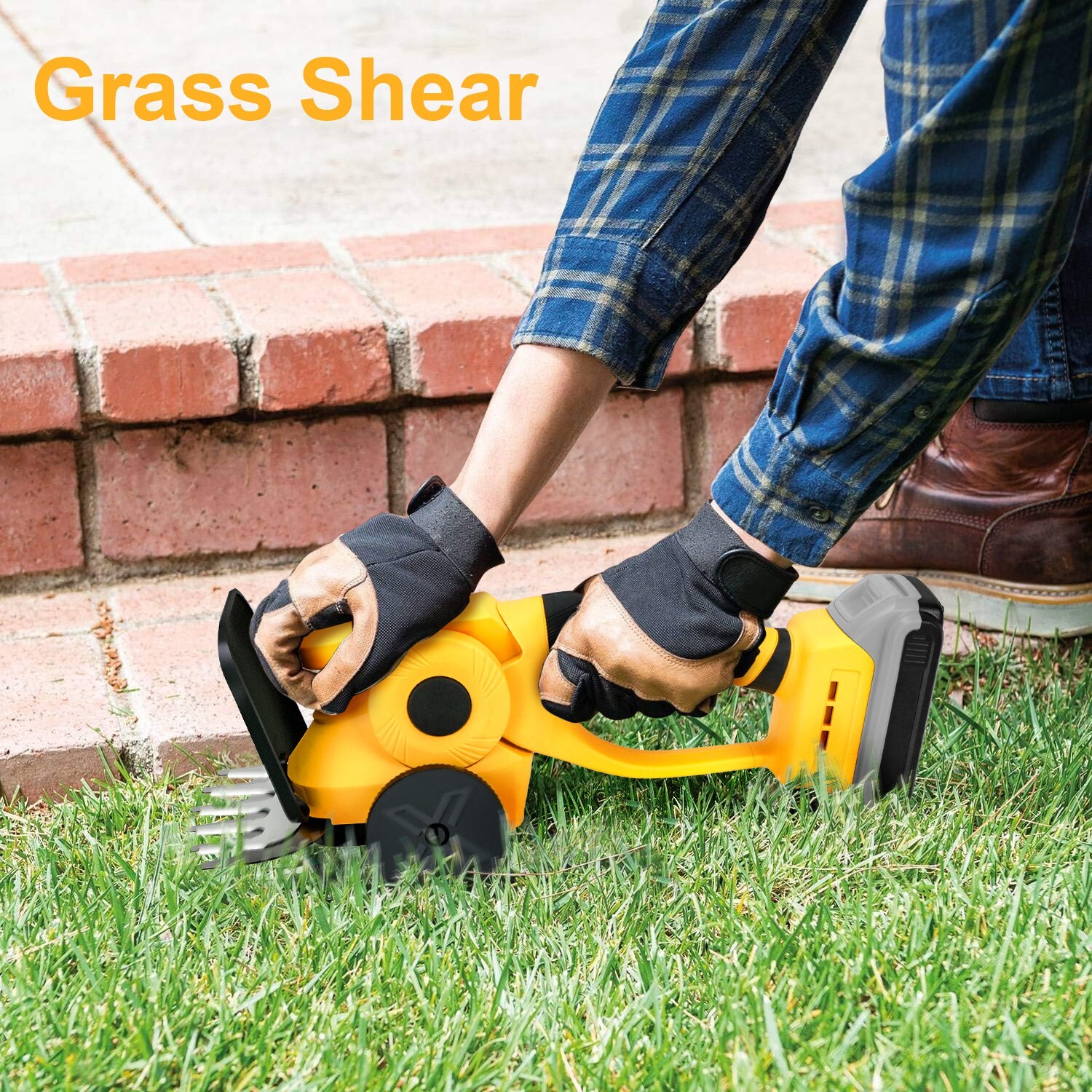 Electric Cordless Grass Shear 20V Shrubbery Trimmer 2 in 1 Hedge Shears Cutters