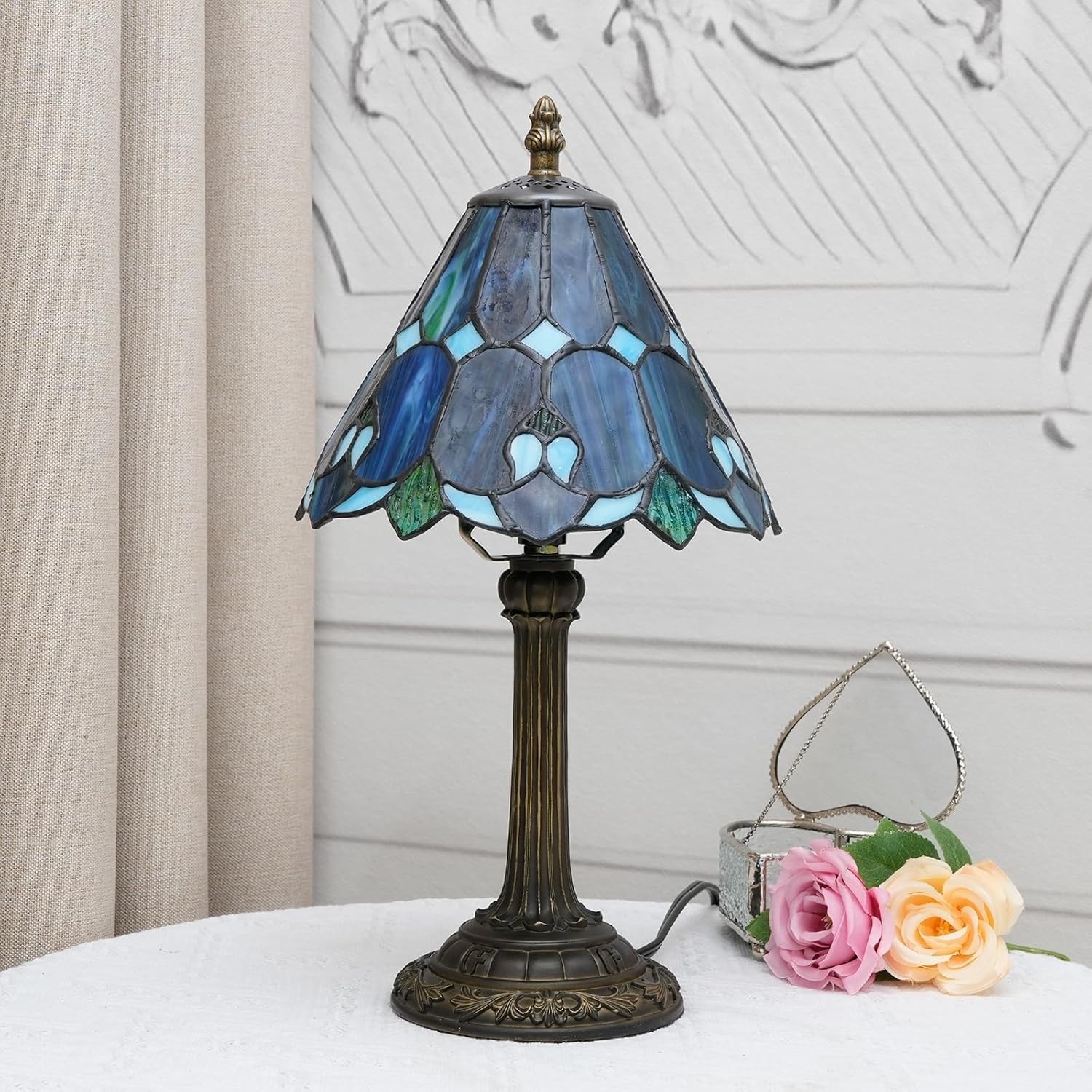 Tiffany Stained Glass Bedside Lamp – Cute Home Decor Gift for Any Room