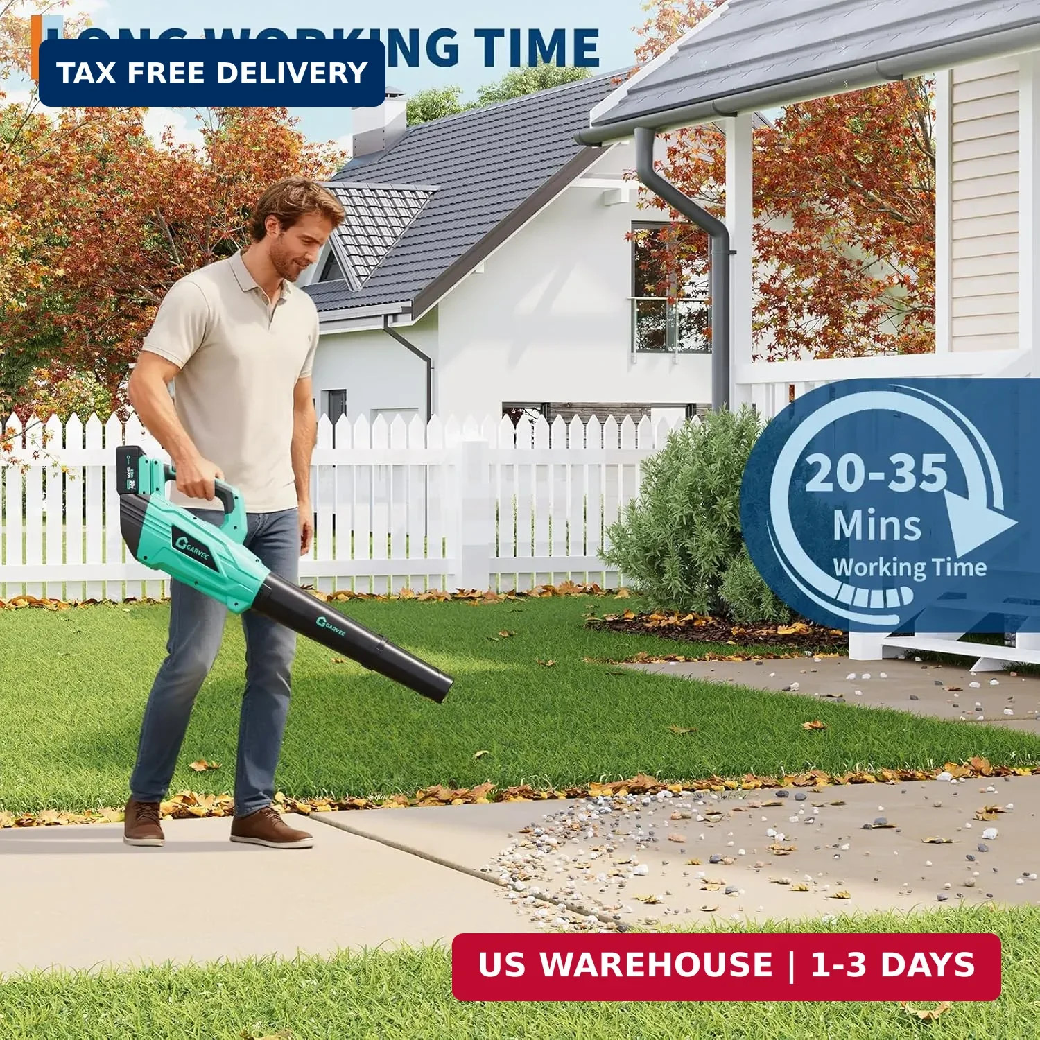 Garvee Leaf Blower Cordless – 750CFM 250MPH Electric Leaf Blower Battery Powered