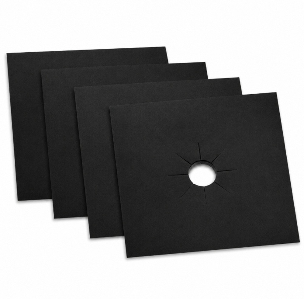 4 Reusable Non-Stick Gas Range Stove Top Burner Protectors – Easy Clean Liners