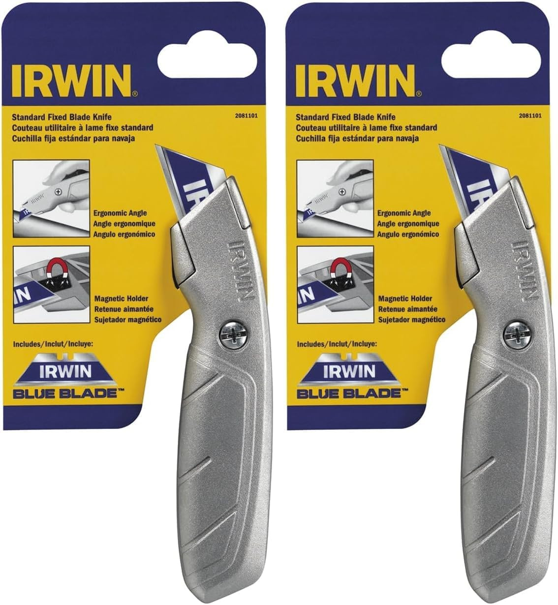 IRWIN Utility Knife, Fixed Blade Gray 2 Pack – Utility Knife – Irwin Blue Blade