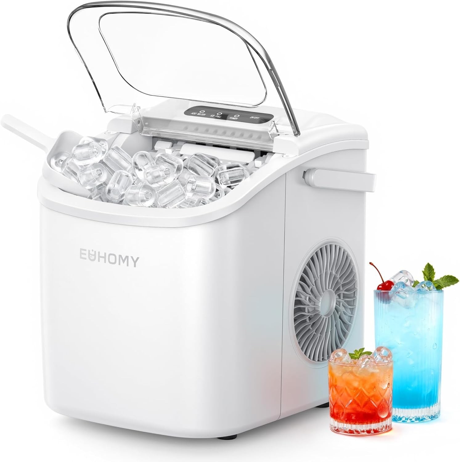 Countertop Ice Maker Machine W/ Handle 26lbs in 24Hrs 9 Ice Cubes Ready in 6