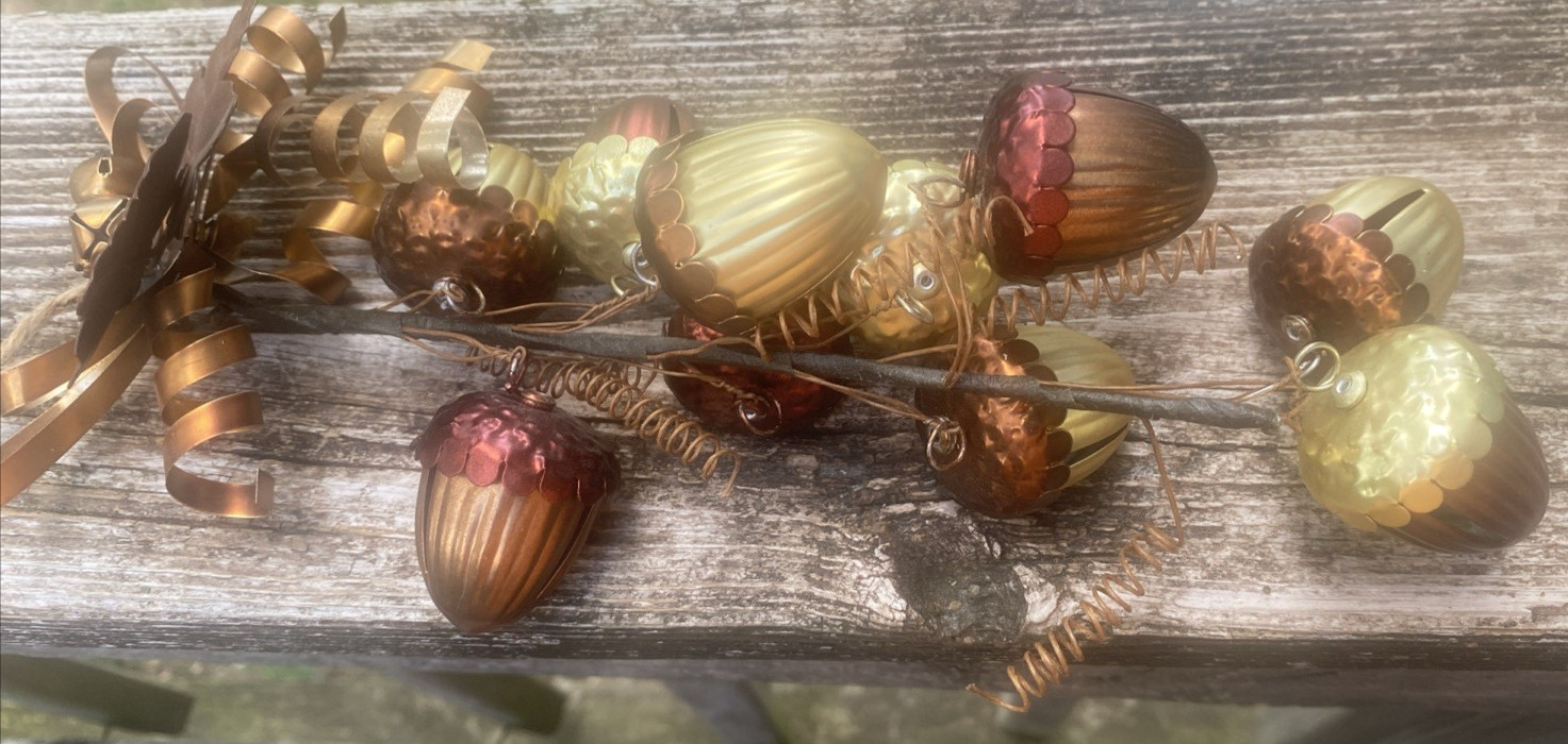 Acorn Jingle Bell Cluster Shiny Metal Door or Wall Hanger Fall Holiday Decor
