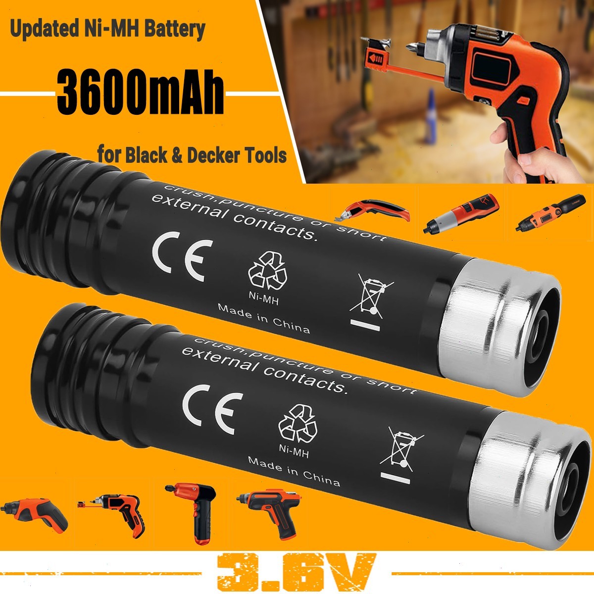 2Pack 3.6V 3.6Ah Ni-MH Battery for Black & Decker VP100 S100 S110 VersaPak VP110