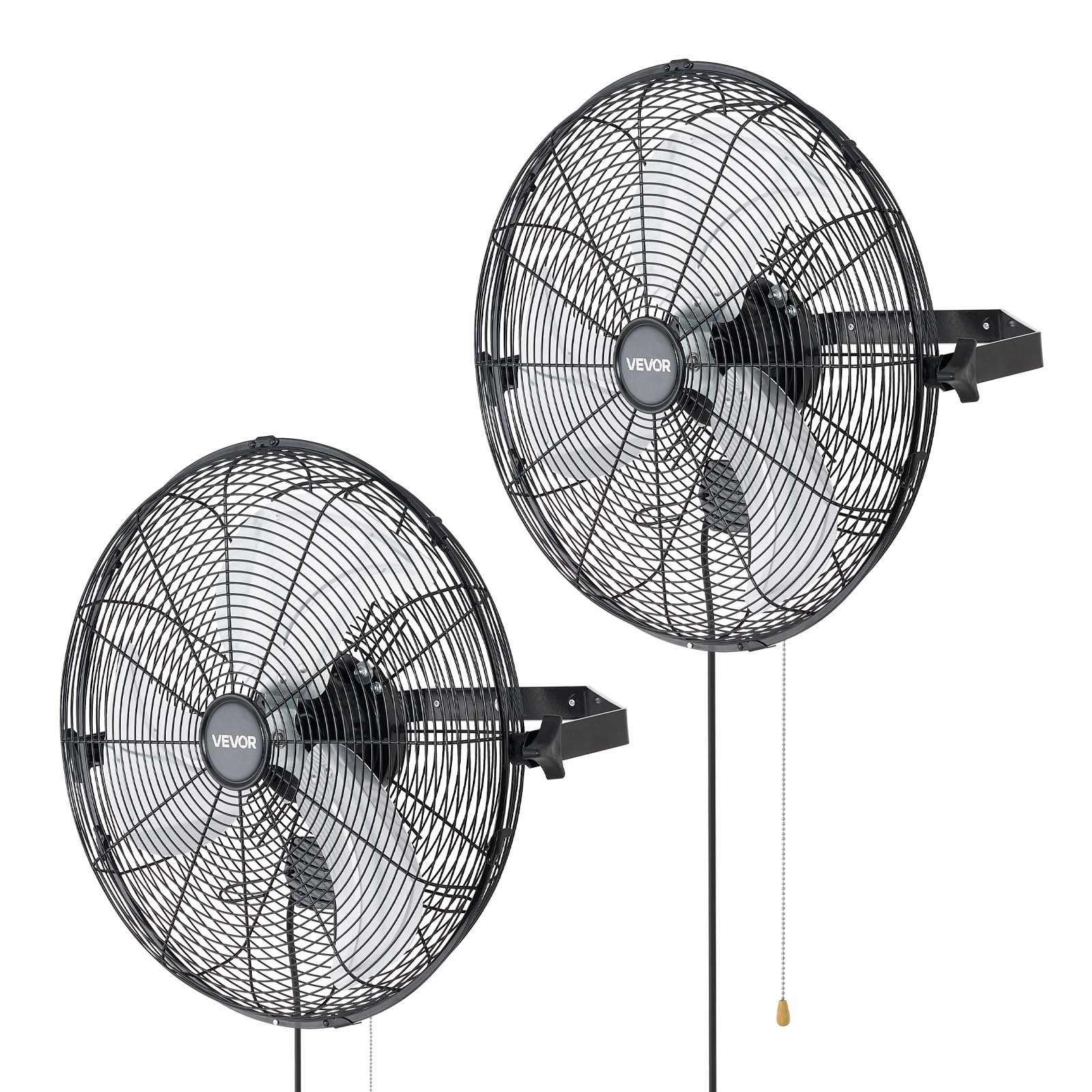 VEVOR 18 in Wall Mount Fan 2 Pack 3 Speed Long Airflow Industry Garage Workshop