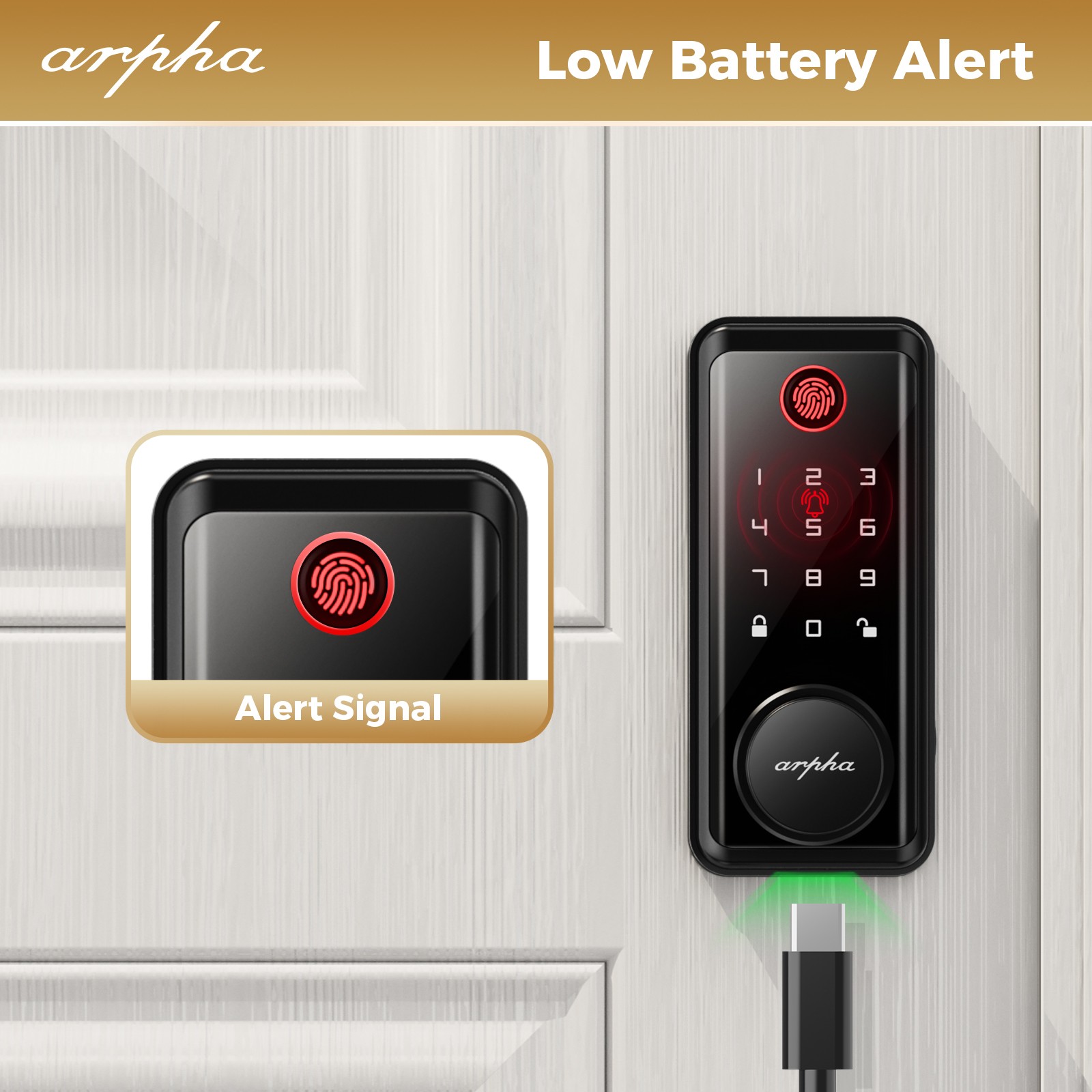 ARPHA Keyless Entry Smart Door Lock 50 Code Keypad Deadbolt Fingerprint Password