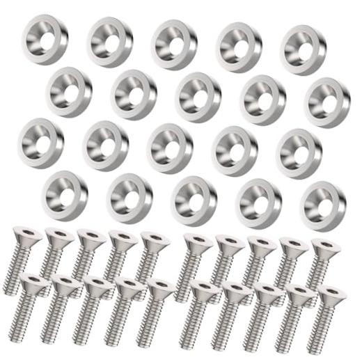 20 PCS Engine Dress Up Kit, CNC Finishing Fender Bumper Washers, 20 pcs Silver