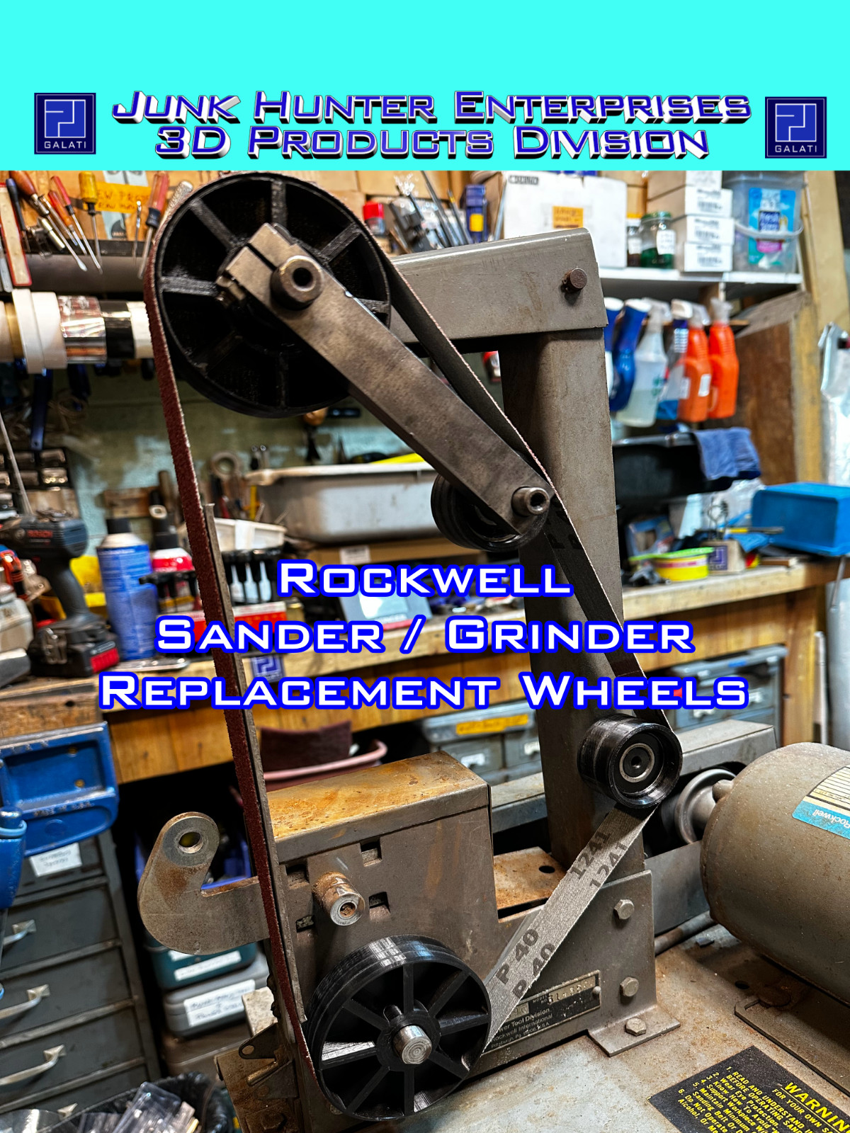 DELTA ROCKWELL 1″ X 42″ Belt Sander Grinder Wheel Set with or Without Bearings