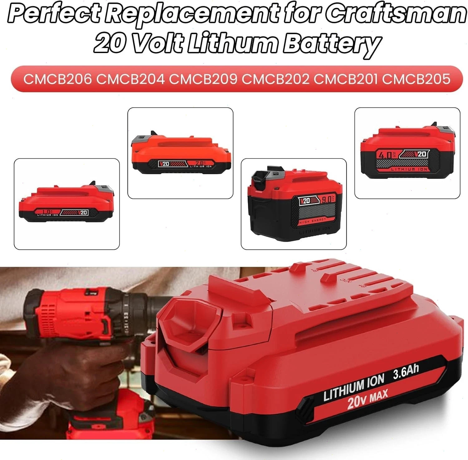 2PACK For Craftsman V20 20 Volt MAX Lithium Battery CMCB204 CMCB202 CMCB201 NEW