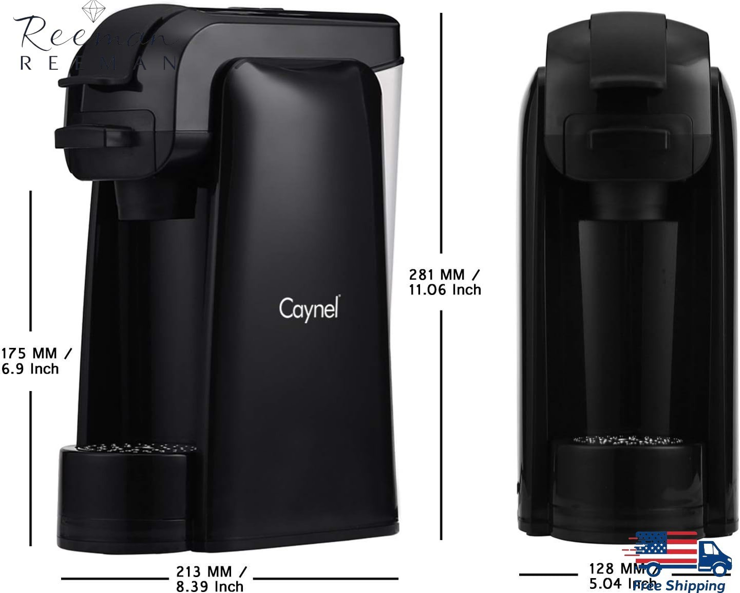 Caynel Single Serve K-Cup Pod Coffee Maker Brewer Removable Water Tank Green 14z