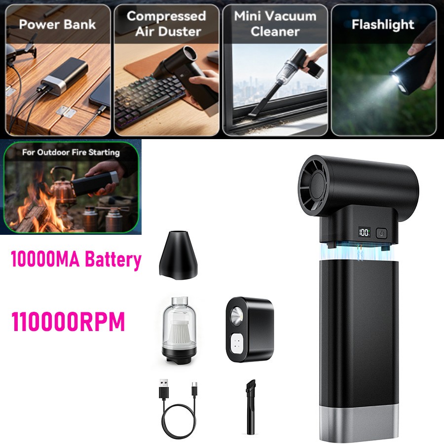 Multif Electric Air Duster Blower 10000MA for PC Car Camping Fan Vacuum Stock