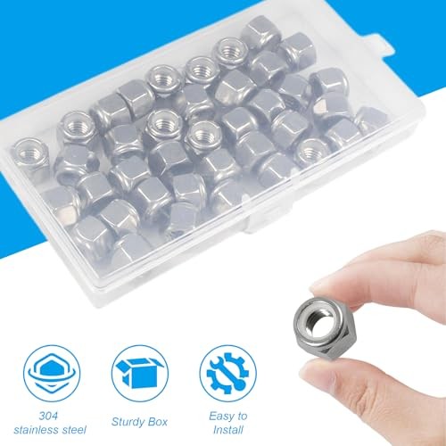 70PCS 5/16″-18 Nylon Insert Hex Lock Nuts,304 Stainless Steel 5/16″-18;70 PCS