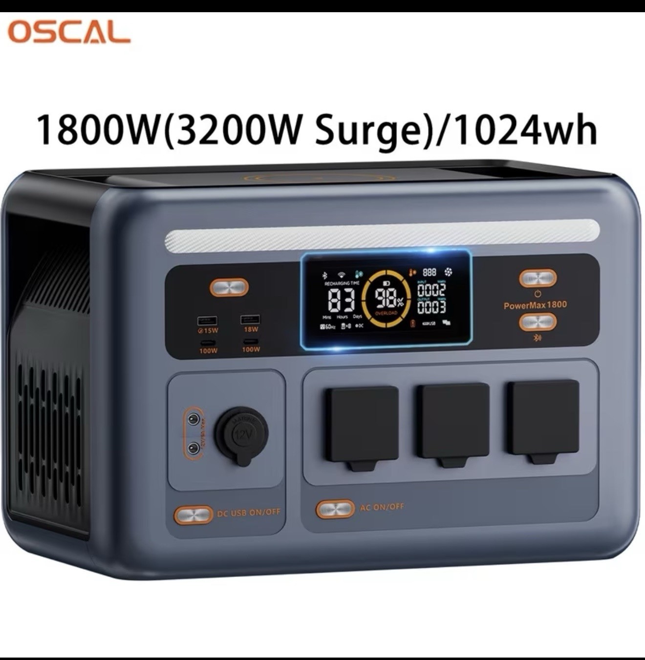 Oscal power station 1800W, 1024wh Lifepo4,3600w Surge 100w Usb-C Output, 8ms UPS