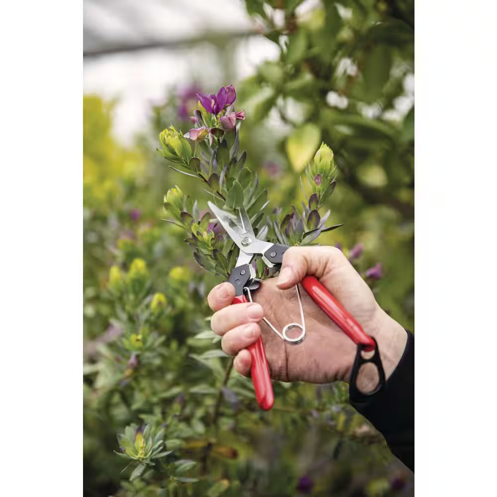 F322 7.5 In. Snip Pruning Shears with Bumpers, High Carbon Steel Blade with Coat