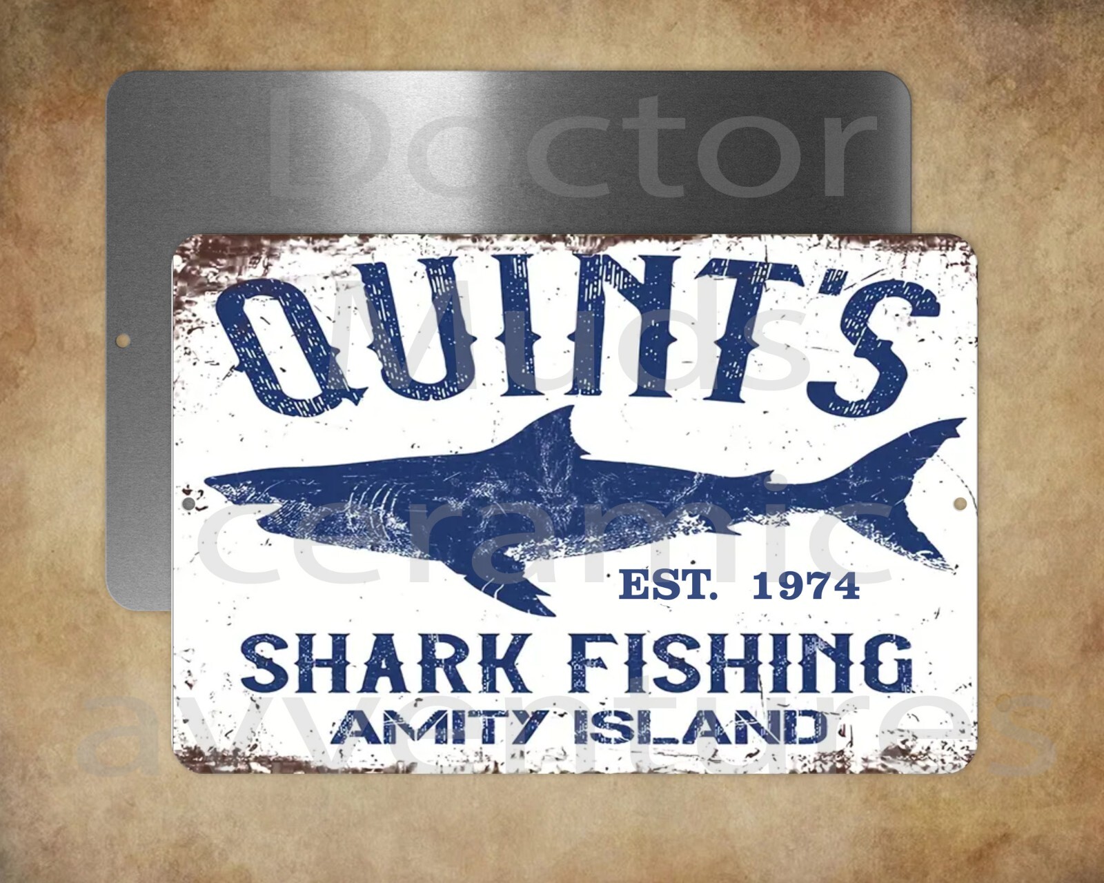 QUINT’S Shark Fishing Amity Island JAWS 8 x 12″ metal sign Made in USA