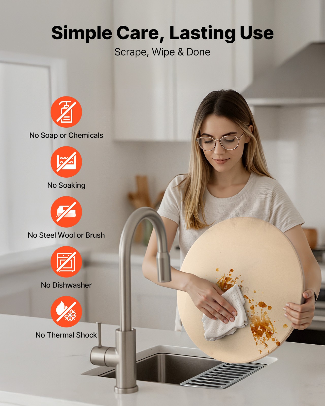 VEVOR Pizza Stone Round/Rectangular Cordierite Baking Stone for Oven & Grilling