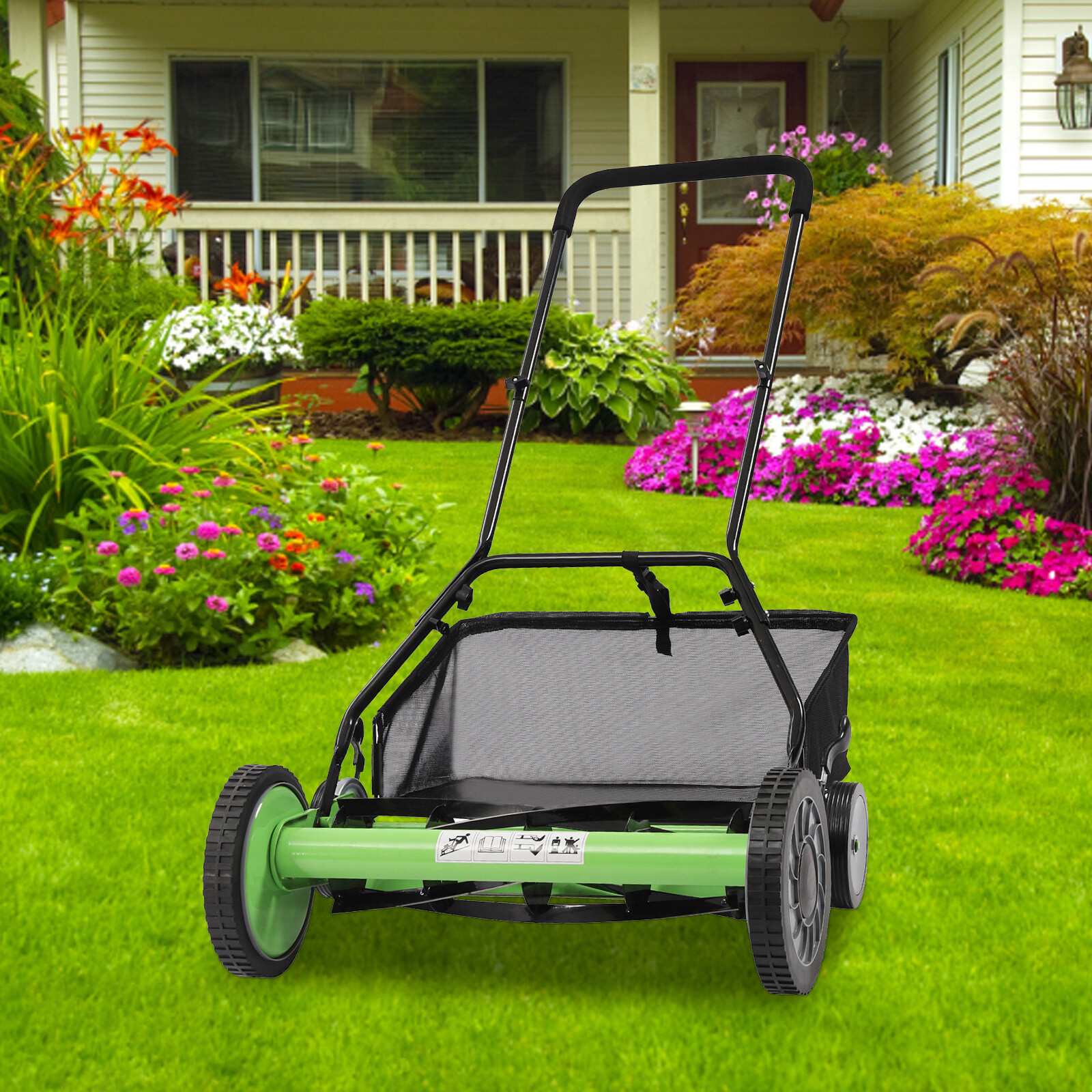 20″ Lawn Mower Grass Cutter Machine with Collection BoxPush Reel Mower 5-Blade