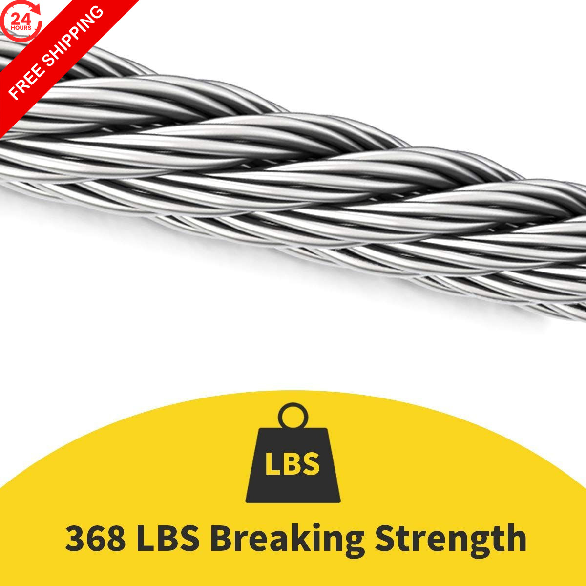 1/16 Wire Rope, 304 Stainless Steel Cable, Aircraft 328 Feet, Silver Gray
