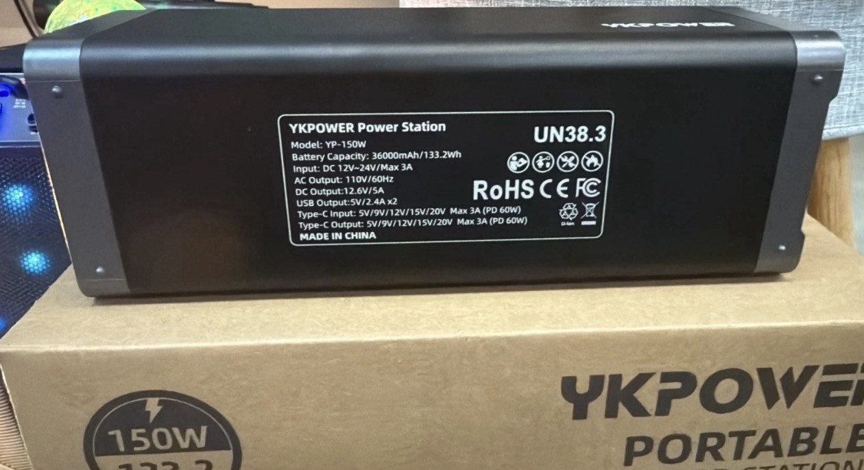 Portable PowerStation 150W, 133.2Wh/36000mAh Fast Charging with 5 Outputs AC Opt