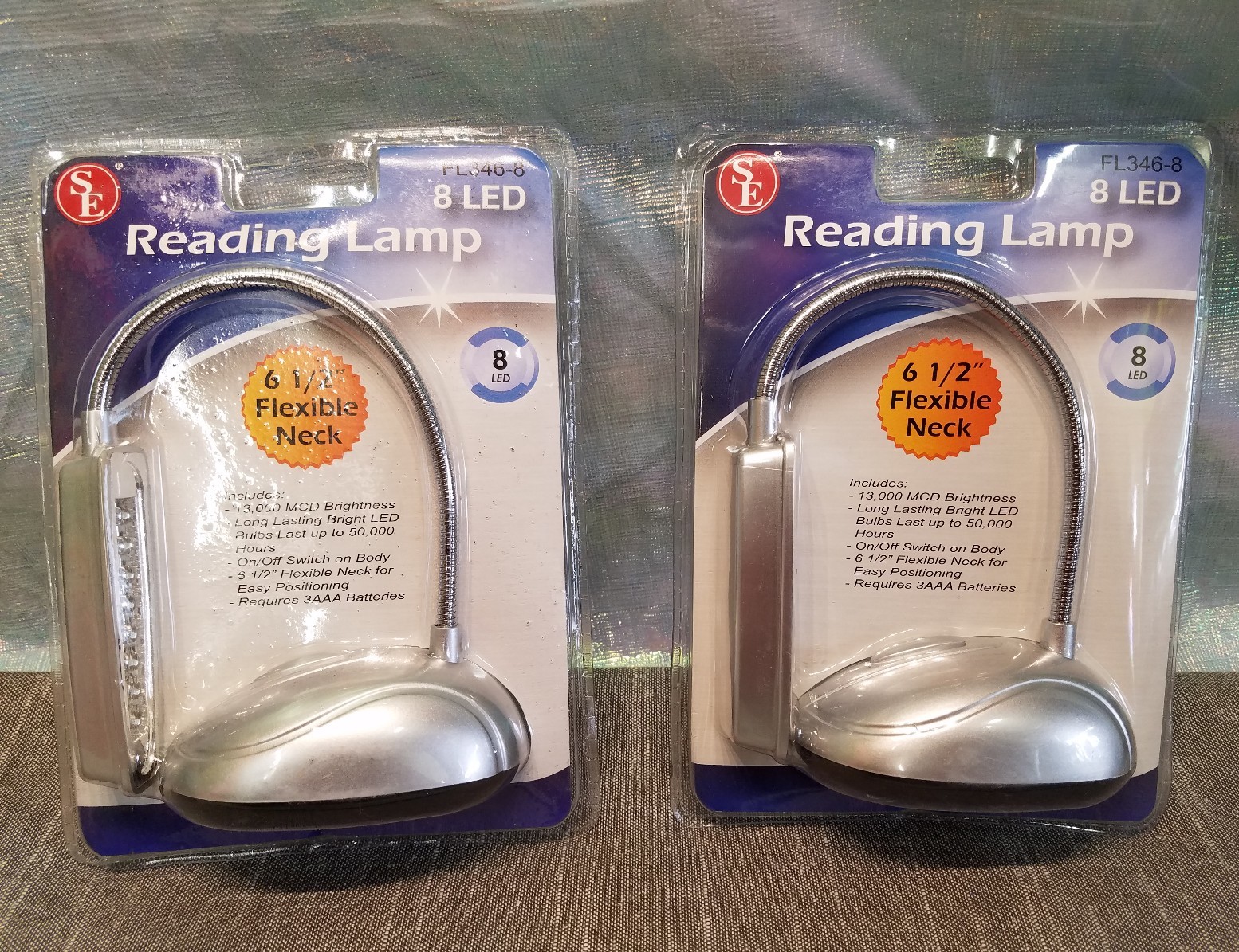 SE 8 LED READING LAMP # FL346-8. 6-1/2″ FLEXIBLE NECK 13.000 MCD BRIGHTNESS NEW