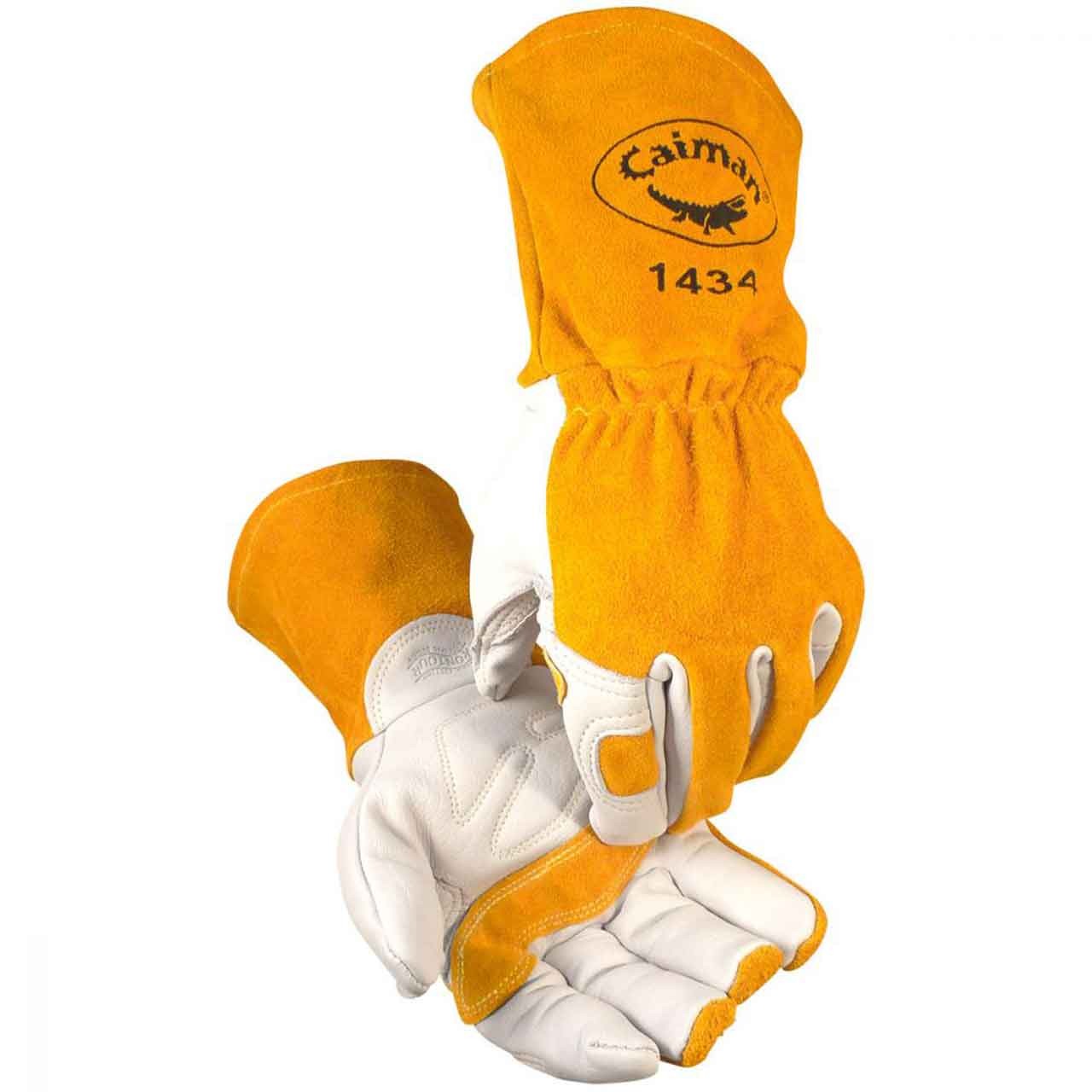 Caiman 1434 Cow Grain, Kontour Pattern, Fleece Insulated, MIG Stick Glove, Large