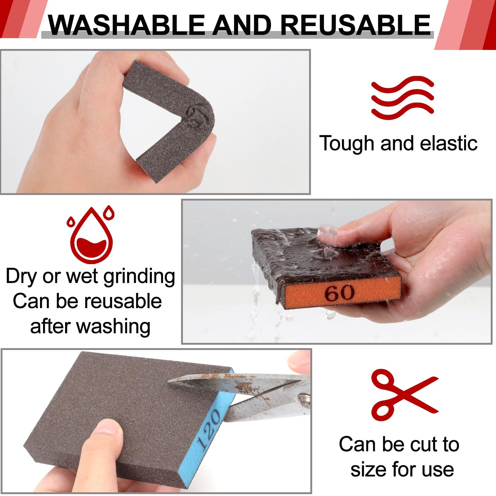 Sanding Sponge Assortment 8 Pack Includes 60 80 120 220 Grit Reusable