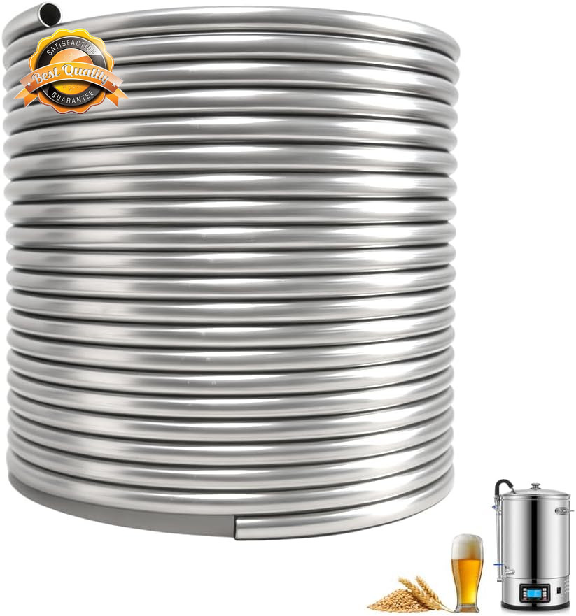 1/2″ X 50Ft 304 Stainless Steel Tubing Coil, Food Grade Welded Immersion Wort Ch