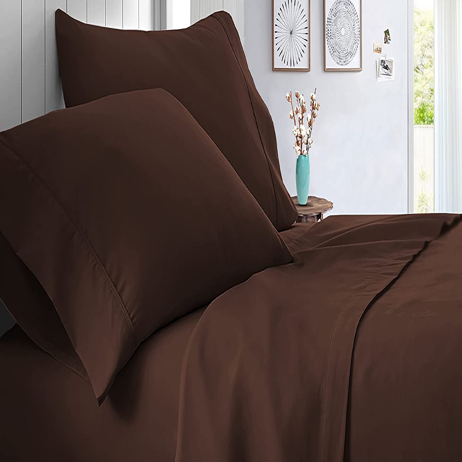 Best Bedding 1000TC/1200TC Egyptian Cotton US Sizes Select Item Chocolate Solid