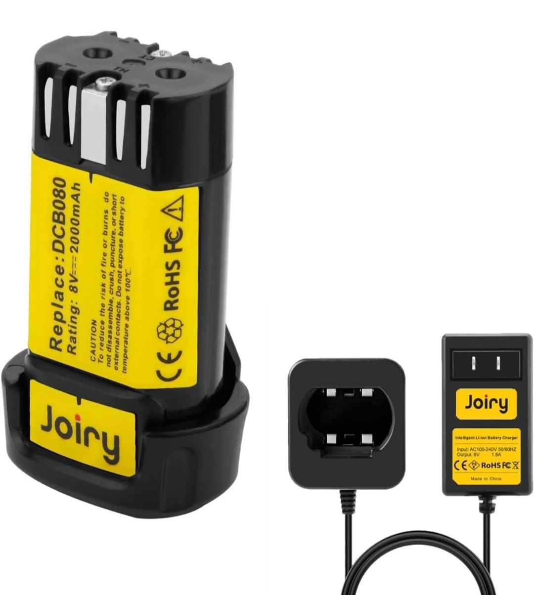 8V 2000mAh Li-ion Replacement Battery & Charger Set (1-Pack&Charger)