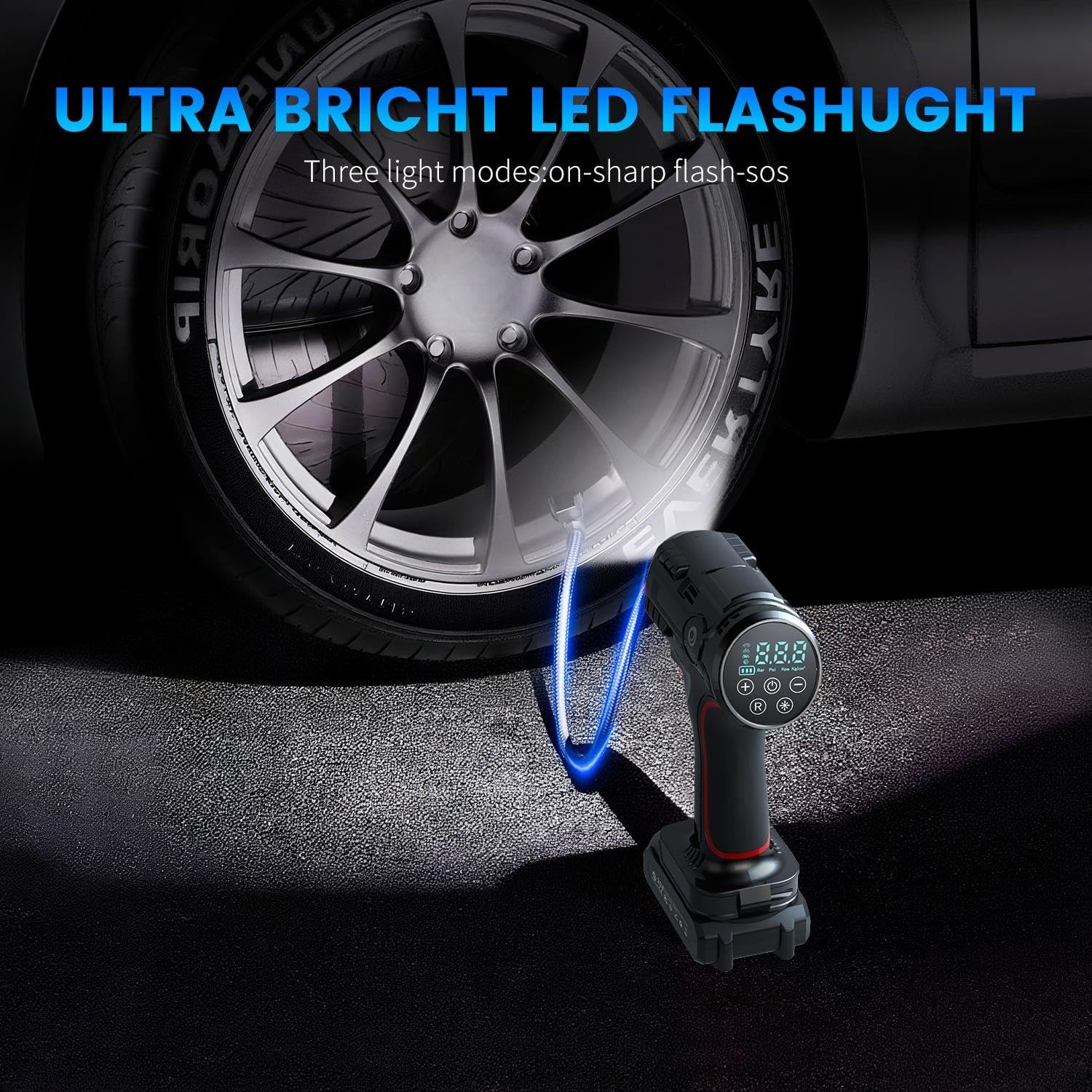 Car Air Tire Inflator Portable Compressor Digital Electric Auto 160PSI 21V